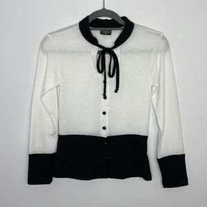 𝅺rock Steady pin up retro inspired pussybow buttons top